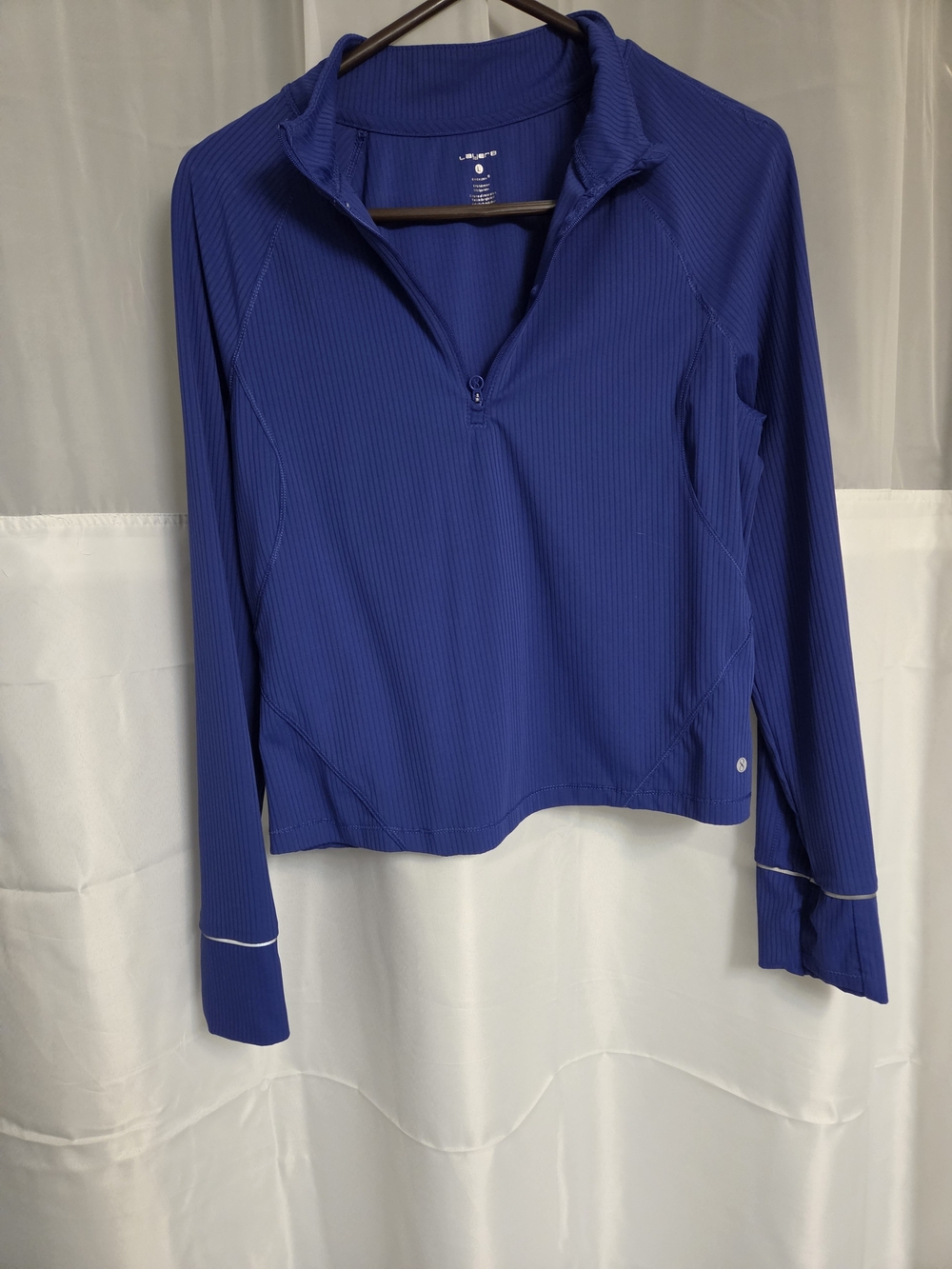 Layer8 athletica Ribbed Long-Sleeve Half-Zip Top - Blue
